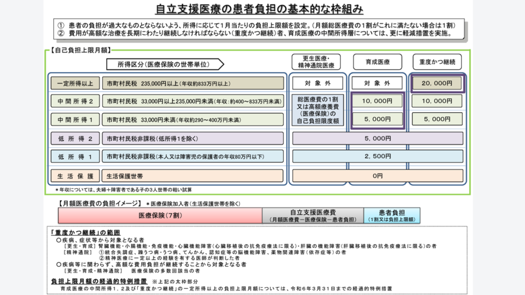 自立支援医療患者負担の基本的な枠組み